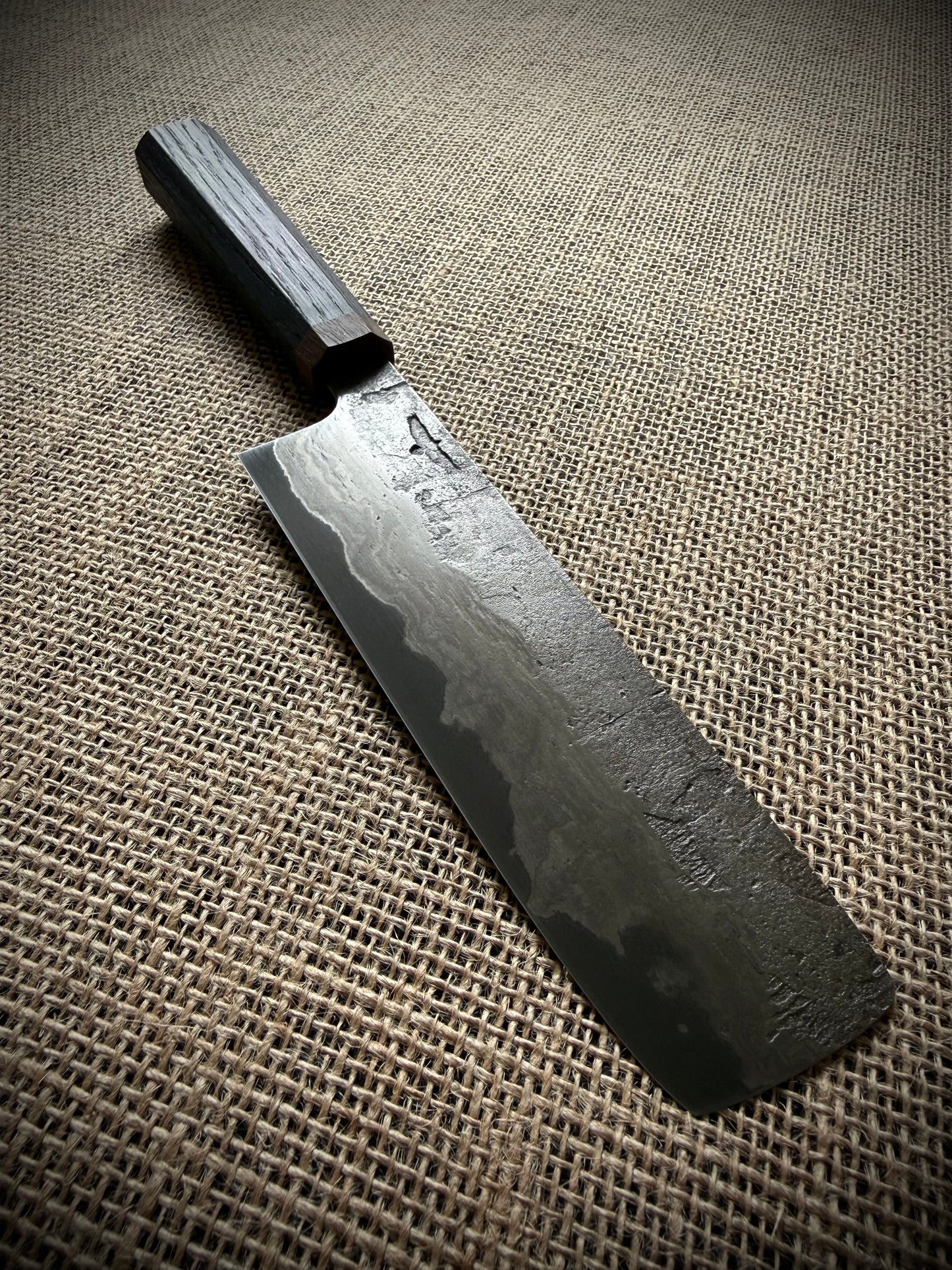 Nakiri | Wrought iron san mai | Bog oak handle