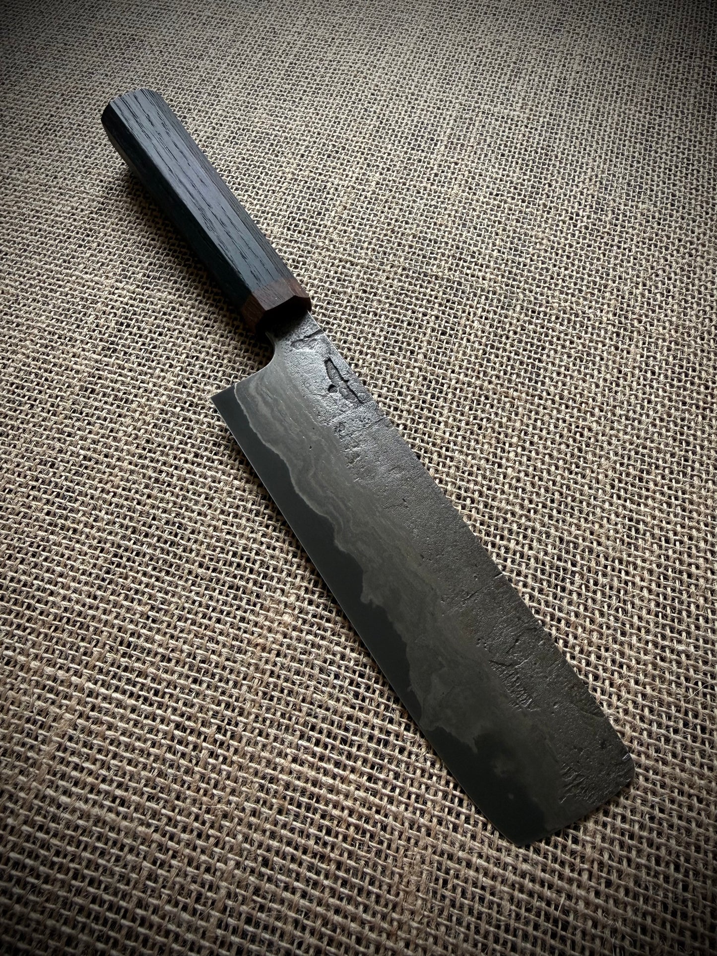 Nakiri | Wrought iron san mai | Bog oak handle