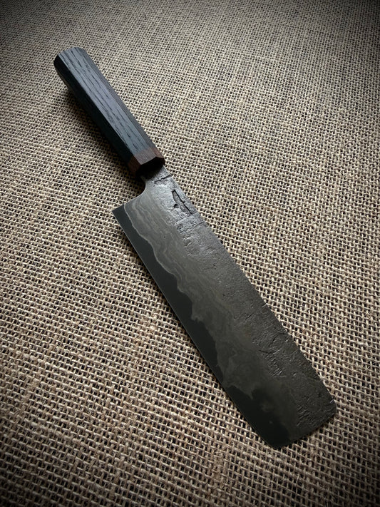 Nakiri | Wrought iron san mai | Bog oak handle