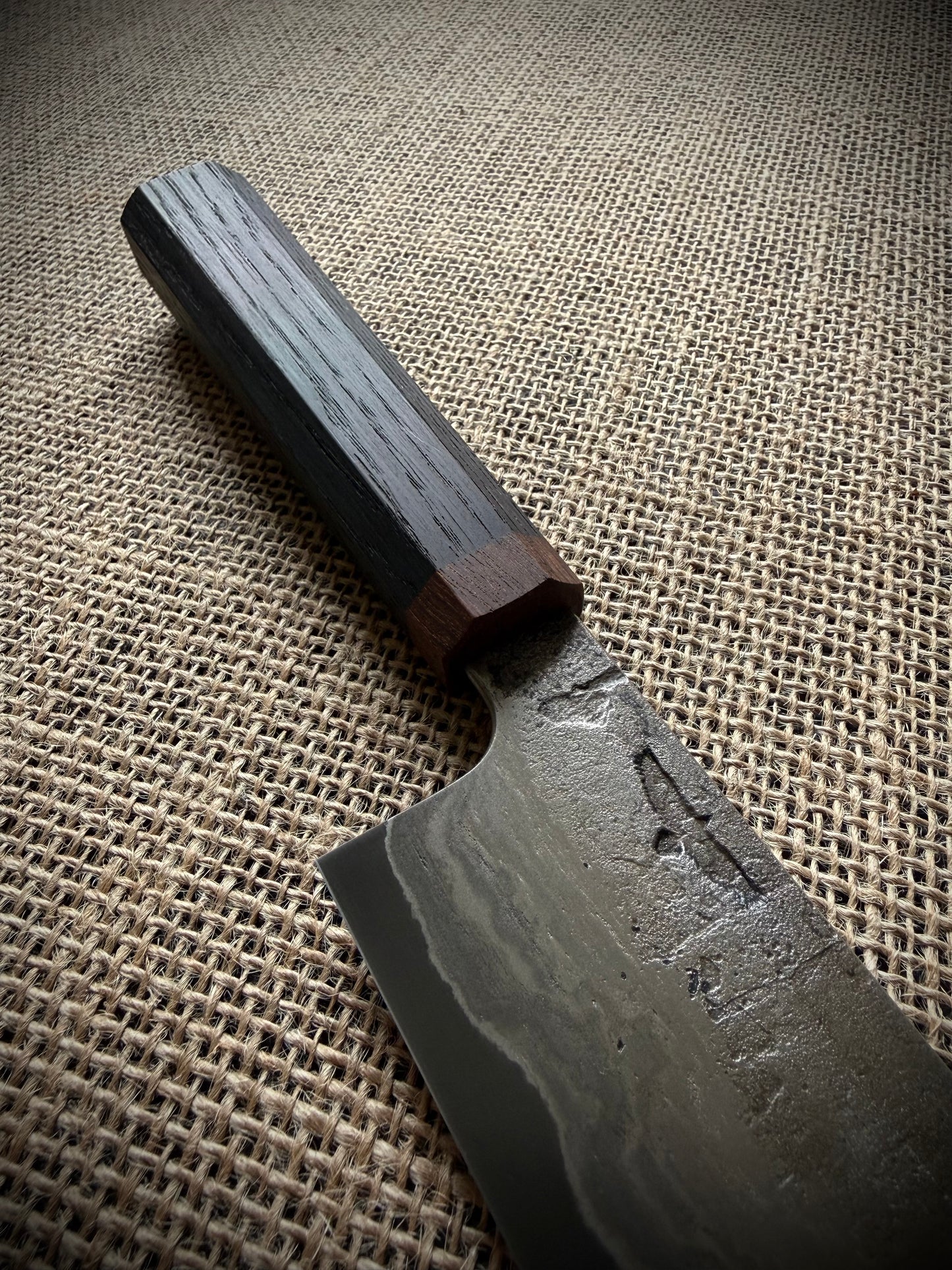 Nakiri | Wrought iron san mai | Bog oak handle