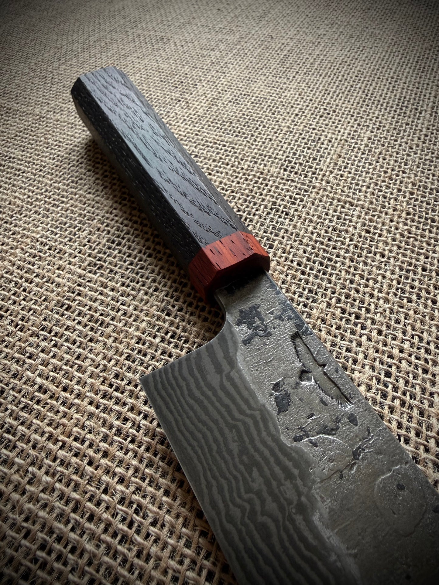 Santoku | Damascus steel | Bog oak handle