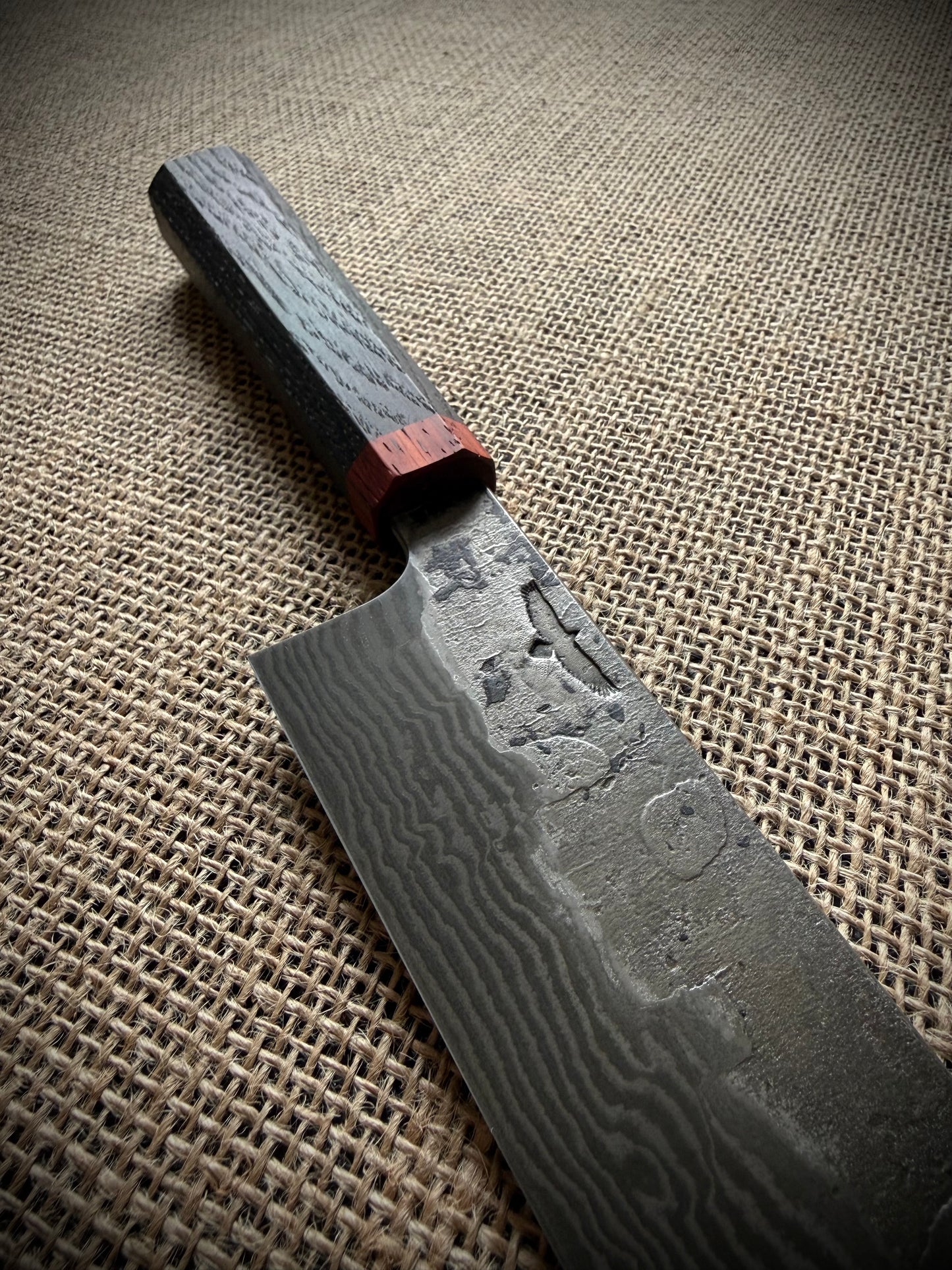 Santoku | Damascus steel | Bog oak handle