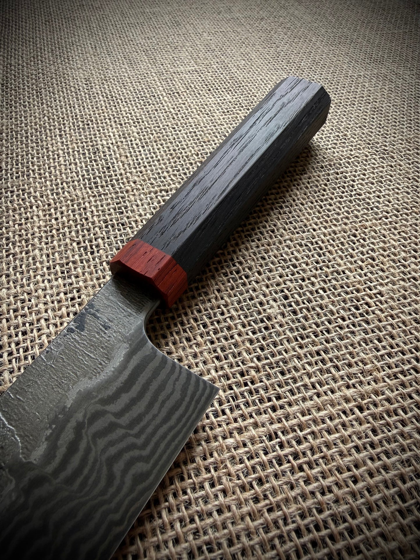 Santoku | Damascus steel | Bog oak handle